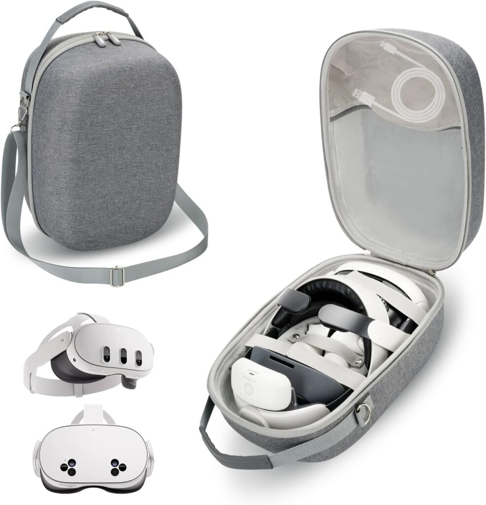 G-STORY Large Carrying Case for Meta Quest 3S/Quest 3 VR Headset, Hard Shell Travel Bag Compatible with Oculus Quest 3, BOBOVR S3 Pro/KIWI Battery Head Strap, Touch Controllers, PCVR & VR Accessories