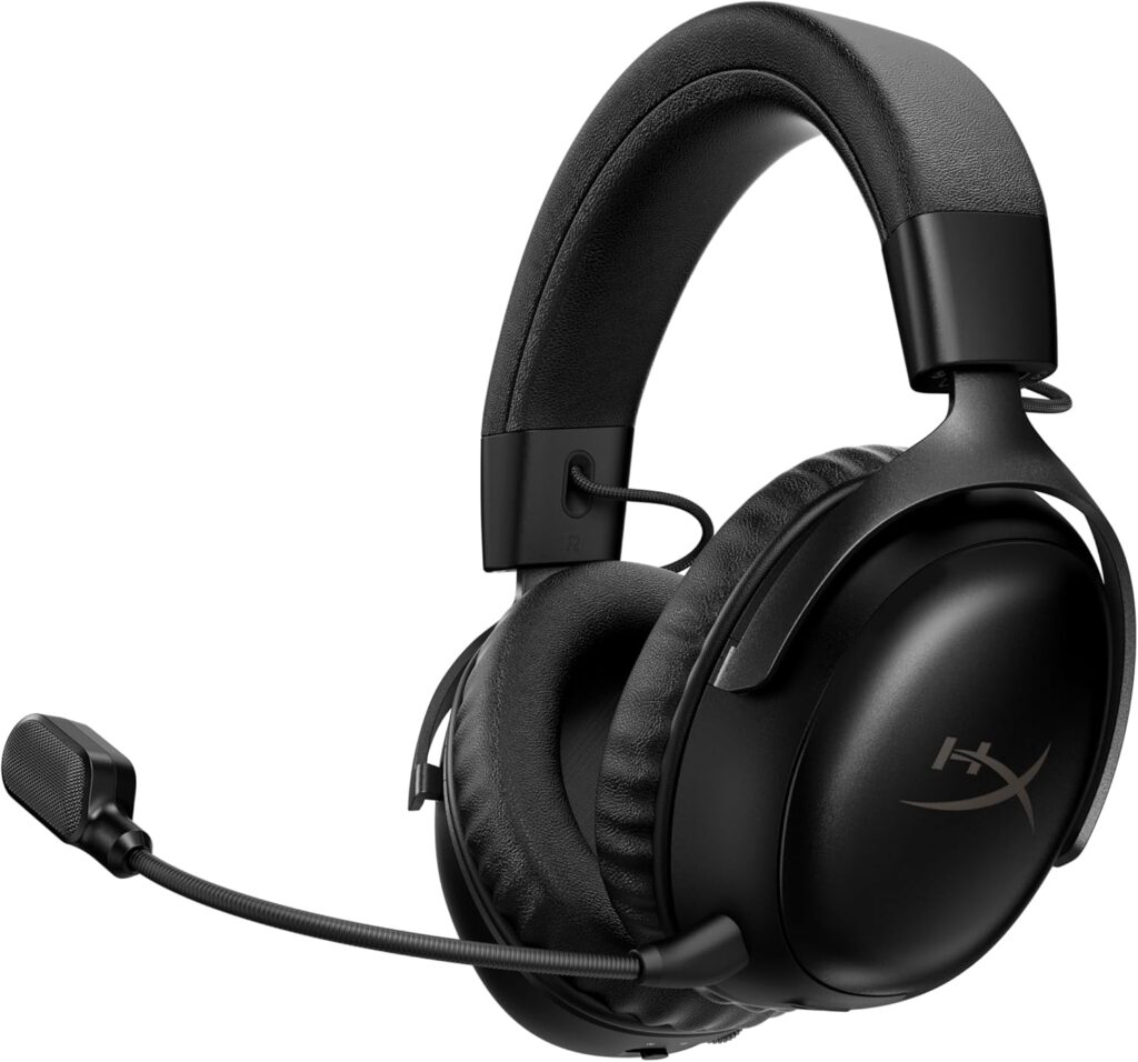 HyperX Cloud III S – Wireless Gaming Headset for Multi-Platform, 2.4GHz, Bluetooth, Battery Life up to 120 Hours 2.4GHz / 200 Hours Bluetooth, 53mm Angled Drivers, Detachable Mic – Black