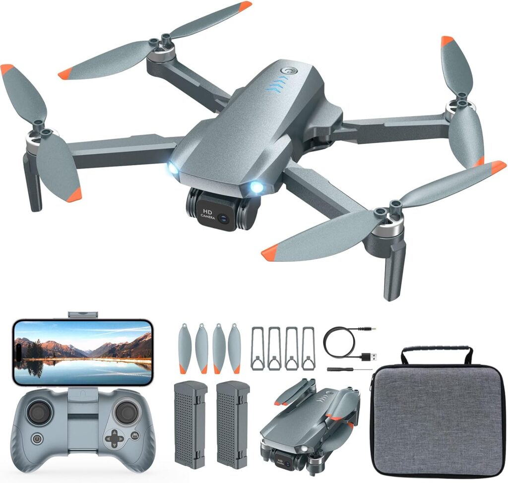 1080P HD FPV Camera Drone – Foldable RC Quadcopter with Real-time FPV Transmission, Headless Mode, 2 Batteries for 30 Mins Flight, Voice Control, Gesture Selfie, FPV Camera Drone for Beginners/Kids/Adults, Beginner Friendly, Portable Travel Case