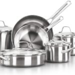 Calphalon Classic Stainless Steel Cookware Set, 10-Piece, Impact-Bonded Aluminum Base, Stay-Cool Handles