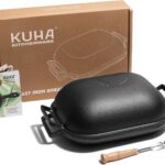 KUHA Cast Iron Bread Pan with Lid + Bread Lame – Black Heavy Duty Cast Iron Loaf Pan for Homemade Breadmaking – Pre-seasoned Bread Oven