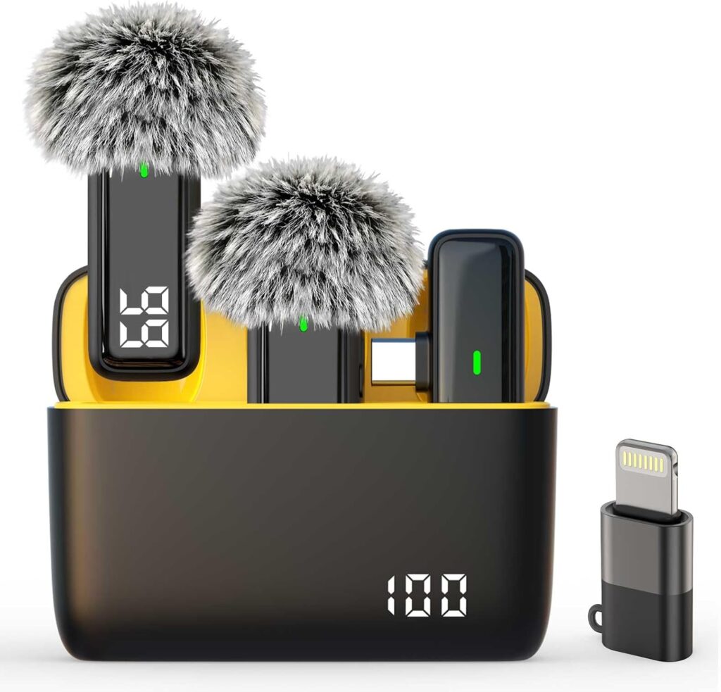 Lapel Microphone Wireless for Android Phone – USB C Lavalier Microphone for iPhone 16 15, Noise Cancelling Clip On Mic for Video Recording Vlogging, 24H Charging Case (USB Type-C)