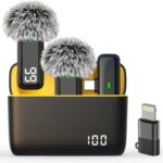 Lapel Microphone Wireless for Android Phone – USB C Lavalier Microphone for iPhone 16 15, Noise Cancelling Clip On Mic for Video Recording Vlogging, 24H Charging Case (USB Type-C)