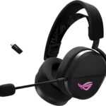 ASUS ROG Pelta Wireless Gaming Headset with Detachable Mic – Tri-Mode (BT, 2.4GHz, USB-C) 50mm Titanium-Plated Drivers, 70Hr Battery, Ergonomic, Lightweight, for PC, PS5, PS4, Switch, Mobile – Black