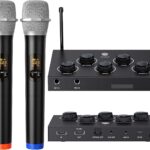 DIGITNOW!Portable Karaoke Microphone Mixer System Set, with Dual UHF Wireless Mic, HDMI-ARC/Optical/AUX & HDMI In/Out in Singing Receiver for Smart TV, PC, KTV, Home Theater, Amplifier, Speaker
