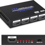 Hdmi Splitter 1×4, NEWCARE HDMI Splitter 1 in 4 Out, HDMI Splitter Supports Full HD1080P 4K and 3D, Compatible with Xbox PS3/4 Roku Blu-Ray Player HDTV (Included High Speed HDMI Cable)