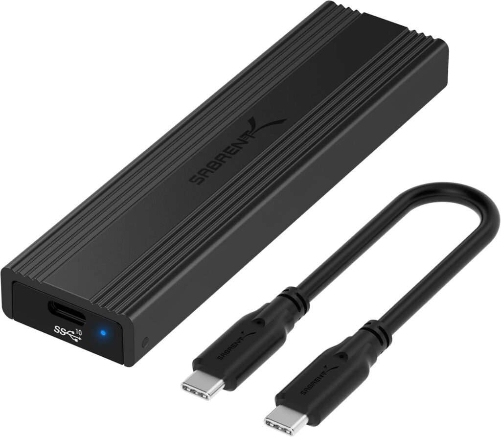 SABRENT USB 3.2 Type-C Tool-Free Enclosure for M.2 PCIe NVMe and SATA SSDs (EC-SNVE)