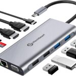 USB C Docking Station Dual Monitor, UtechSmart 11 in 1 USB C Hub Triple Display, Laptop Dock with 2 HDMI, Ethernet, VGA, 100W PD, SD/TF Card Slot, 4USB for MacBook Dell HP Surface Lenovo ASUS