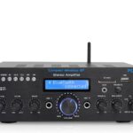 Pyle Wireless Bluetooth Power Amplifier System- 200W Dual Channel Sound Audio Stereo Receiver w/ USB, SD, AUX, MIC in w/ Echo, Radio, LCD, for Home Theater Entertainment via RCA, Studio Use- PDA6BU.7
