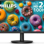 Philips New 24 inch Frameless Full HD (1920 x 1080) 100Hz Monitor, VESA, HDMI x1, VGA Port x1, Eye Care, 4 Year Advance Replacement Warranty, 241V8LB, Black