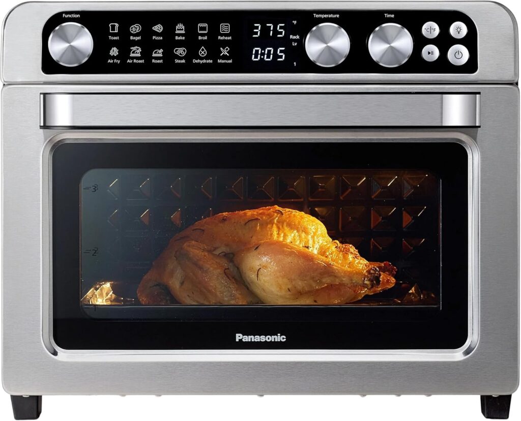 Panasonic FlashXpress Family Size Air Fryer Toaster Oven Combo, 11 Cooking Functions, 1800W PFAS-Free, Double Infrared Heating, Temperature Control Dial, Stainless Steel – NB-G211P