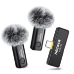 NEEWER Wireless Lavalier Microphone for iPhone Android Tablet PC Laptop 131ft/40m Range Noise Cancellation Omnidirectional Mic for Vlogging Live Streaming (1x RX + 2x TX), KM23
