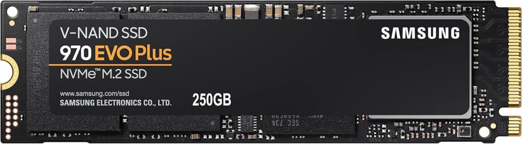 SAMSUNG 970 EVO Plus SSD 250GB NVMe M.2 Internal Solid State Drive with V-NAND Technology, Storage and Memory Expansion for Gaming, Graphics w/ Heat Control, Max Speed, MZ-V7S250B/AM