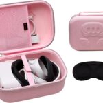 XANAD VR Case Compatible with Oculus Meta Quest 3/Quest 2/Vision Pro Official Original/Elite Strap Version VR Headset and Touch Controller Accessories, Suitable for Travel and Home Storage(Pink)