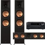Klipsch Reference Premiere RP-8000F II 3.0.0 Premium Home Theater Speaker System with one RP-504C II Center Channel in Ebony with Onkyo TX-NR6100 7.2 Channel THX Certified Network AV Receiver