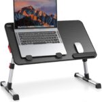 Laptop Desk Table, SAIJI Adjustable Laptop Stand, Portable Lap Desks with Foldable Legs, Notebook Standing Breakfast Tray Reading Desk for Sofa Couch Bed Floor (Black,Medium Size)