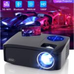 Native 1080P 5G WiFi Bluetooth Projector, AILESSOM 20000LM 450″ Display Support 4K Movie Projector, High Brightness for Home Theater and Business, Compatible with iOS/Android/TV Stick/PS4/HDMI/PPT/USB