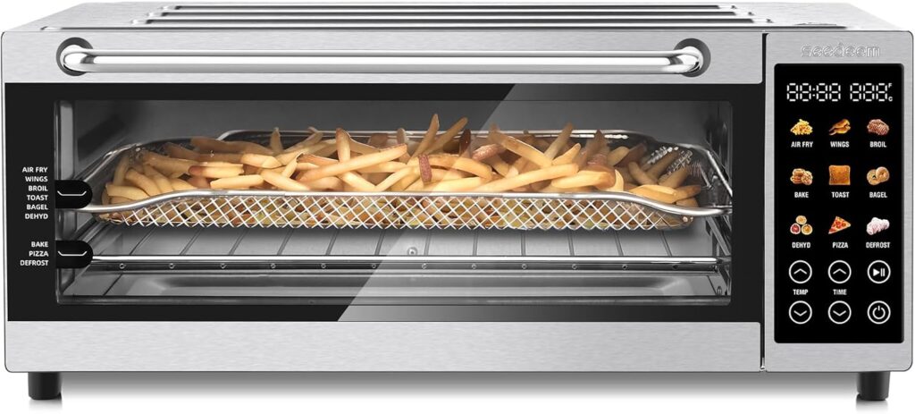 SEEDEEM 9-in-1 Air Fryer Oven, 16-Quart Countertop Convection Oven with Toaster, Broil, Pizza, Toaster Oven & Dehydrator, Large Capacity Kitchen Appliance in Pink, Silver, Black