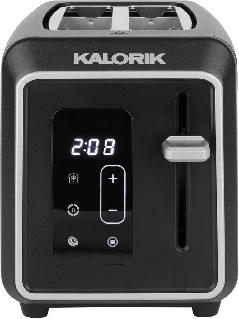 Kalorik Toaster Designer Series 2-Slice with Large LED Display and Adjustable Shade Settings, Features Digital Countdown Timer Wide Slots and High Lift Lever, 850-Watts, Black