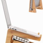 Nuvograin Laptop Stand, Wooden Vertical Laptop Stand for Desk, Bamboo Laptop Stand Compatible with MacBook Air Pro/Dell XPS/Surface pro/HP/Pixelbook/Lenovo, More Laptops 13-17.7inch