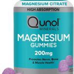 Qunol Magnesium Gummies for Adults, 200mg Elemental Magnesium (from 1,750mg Magnesium Citrate), High Absorption Magnesium Supplement, Supports Nerve, Bone and Muscle Health, Vegetarian, 90 Count