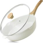 SENSARTE Nonstick Ceramic Saute Pan 12-Inch, 5QT Non-toxic Deep Frying Pan Skillet with Lid, Healthy No Teflon Cookware, Stay Cool Handle, Induction Compatible, PFAS Free