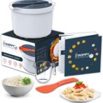 Microwave Rice Cooker Steamer and Pasta Cooker with Strainer – Mess-Free Design, Dishwasher Safe, Cooks Up to 8 Cups