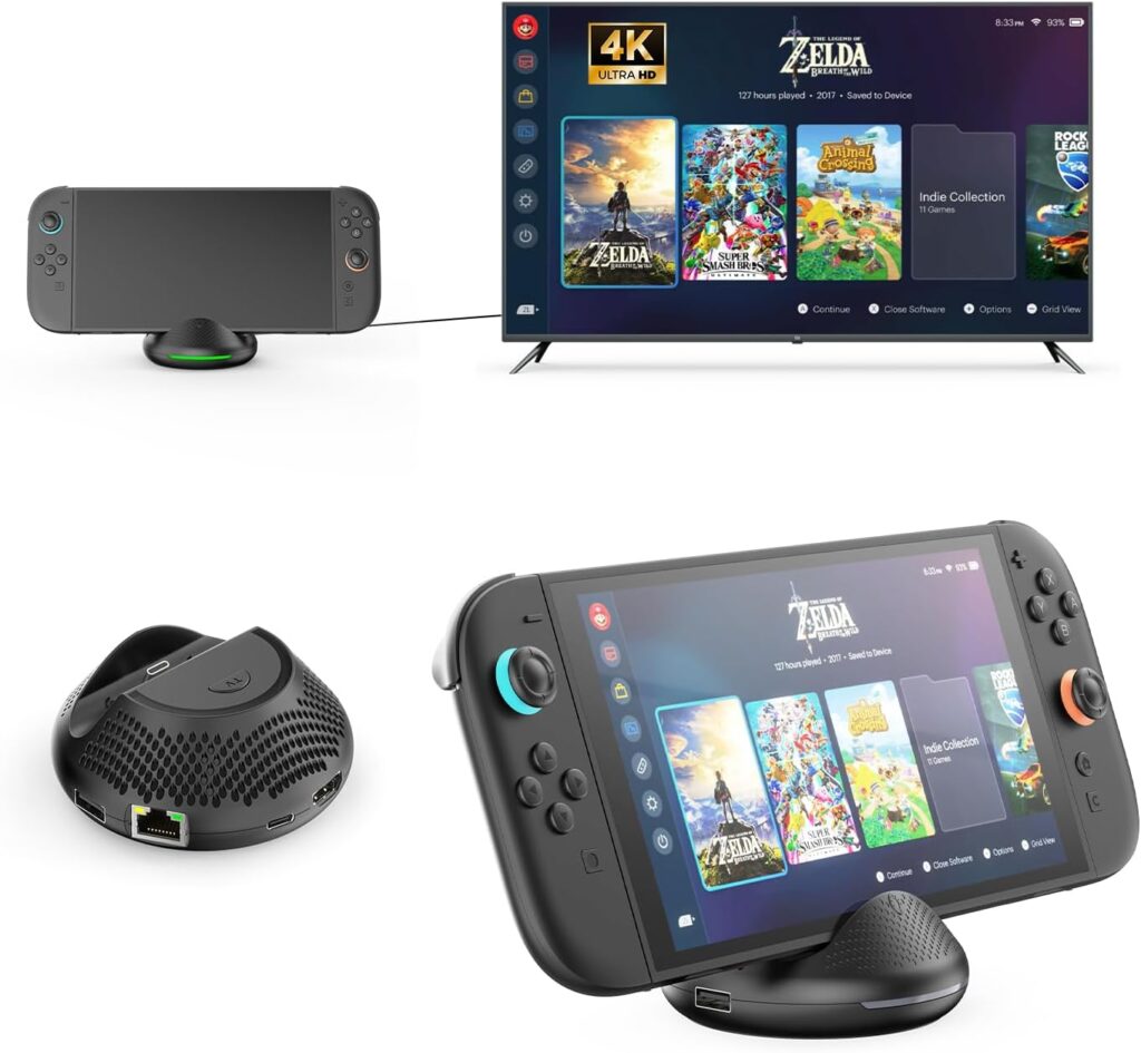 Switch 2 TV Dock 4K/60Hz HDR for Nintendo Switch 2 2025, with HDMI 2.0 Adapter/1000Mbps Ethernet LAN Port/Type C Port/USB Port PD3.0 Charger for Nintendo Switch 2 (HDMI 2.0)