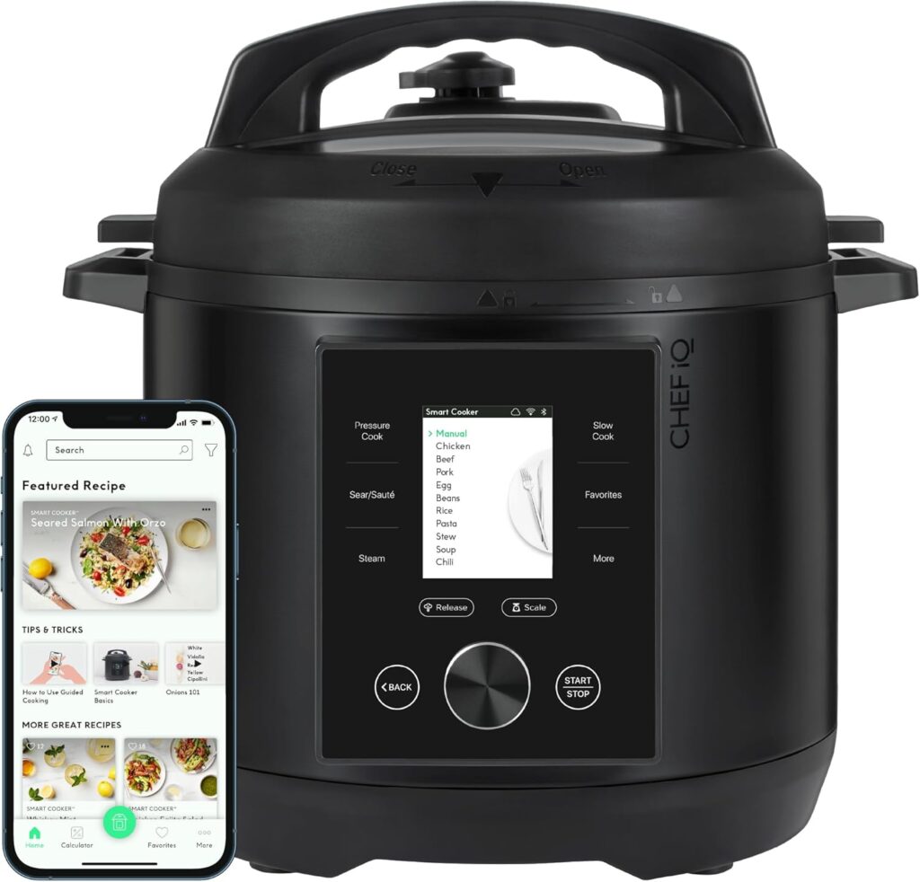 CHEF iQ Smart Pressure Cooker with WiFi and Built-in Scale – Easy-to-Use 10-in-1 Multicooker with 500+ Guided Recipes – Rice Cooker, Slow Cooker, Instant Meals for Foodies – 6 Quart – Family Size