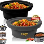 Slow Cooker Liners fit Crock Pot 7-8 QT,2PCS Crock Pot Liners For 7-8 Quart Oval or Round Slow Cookers,Reusable/Leakproof/Dishwasher Safe(Grey/Black)