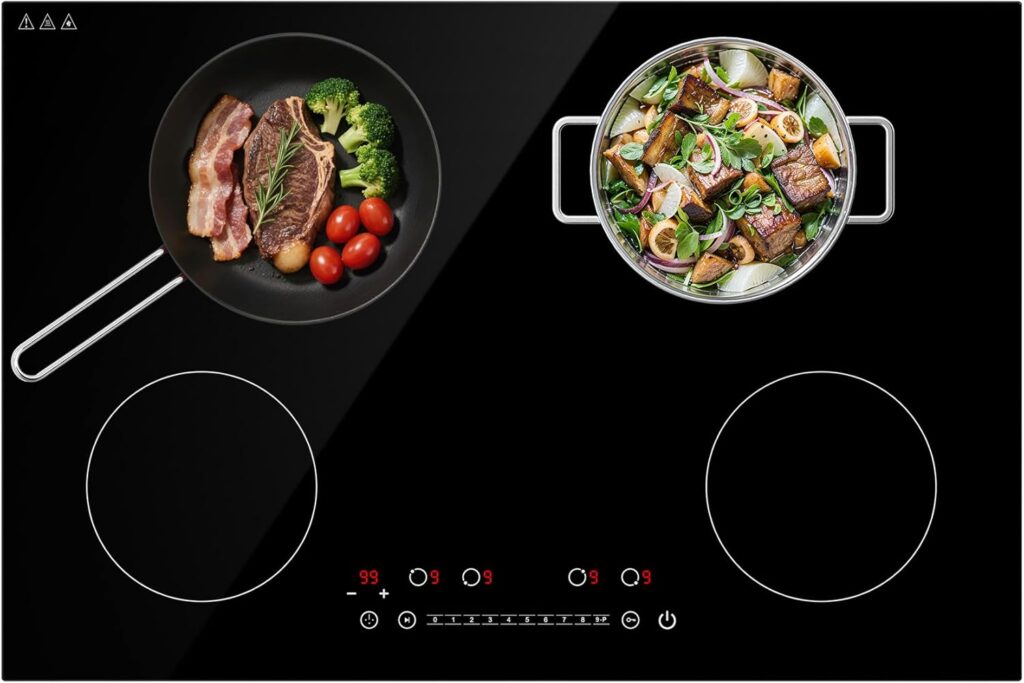 6400w Induction Cooktop: 30 Inch Electric Stove with 4 Burner – Electric Stove Top Burner for Built-in or Countertop Use, 9 Power Levels, Timer & Child Safety Lock