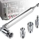 FM Radio Antenna, Ancable Indoor FM Telescopic Antenna 75 Ohm F Type Male Plug Connector with Adapter for Table Top Radio HiFi AV Stereo Receiver Mini System