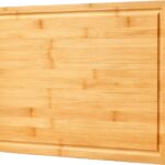 Bamboo Cutting Board for Kitchen, 18″ Large Wood Charcuterie Cheese Board, Wooden Chopping Block with Side Handles and Juice Grooves