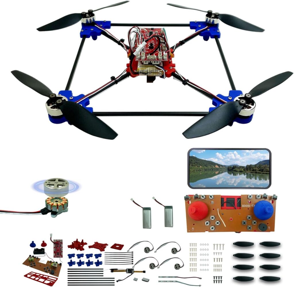 Quadrotor Drone DIY Kit: A Unique STEM Project with Brushless Motor, Optical Flow Hovering, One-Click Takeoff and Landing, and 360° Flip for DIY Enthusiasts to Learn Drone Basics