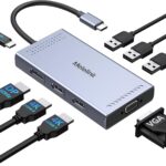 USB C Docking Station Dual HDMI Monitor Adapter, Melelink USB C Hub 3 Monitors Adapter with 2x HDMI 4K,Displayport,VGA,100W PD Charging,3 USB2.0, 8 in 1 Laptop Docking Station for Dell, HP, Lenovo,etc