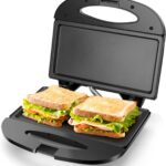 Aigostar Sandwich Maker with Non-stick Deep Grid Surface for Egg, Ham, Steaks Compact Electric Grill Tostadora de Pan Black, ETL Certificated, Roy