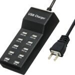 50W USB Charging Station with 10-Port Family-Sized Smart USB Ports for Multiple Devices – Smart Phone, Tablet, Laptop Computer – for iPhone 15/14/13 Black