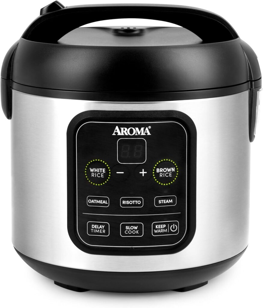 Aroma Housewares ARC-994SB Rice & Grain Cooker Slow Cook, Steam, Oatmeal, Risotto, 8-cup cooked/4-cup uncooked/2Qt, Stainless Steel