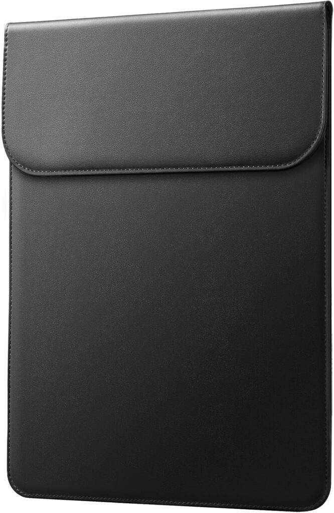 JETech Slim Laptop Sleeve for MacBook Pro 14-Inch(M5/M4/M3/M2/M1, 2021-2025), PU Leather Case with Magnetic Closure (Black)