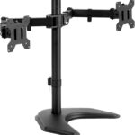 VIVO STAND-V002F Dual LED LCD Monitor Free-Standing Desk Stand for 2 Screens up to 27 Inch Heavy-Duty Fully Adjustable Arms with Max VESA 100x100mm