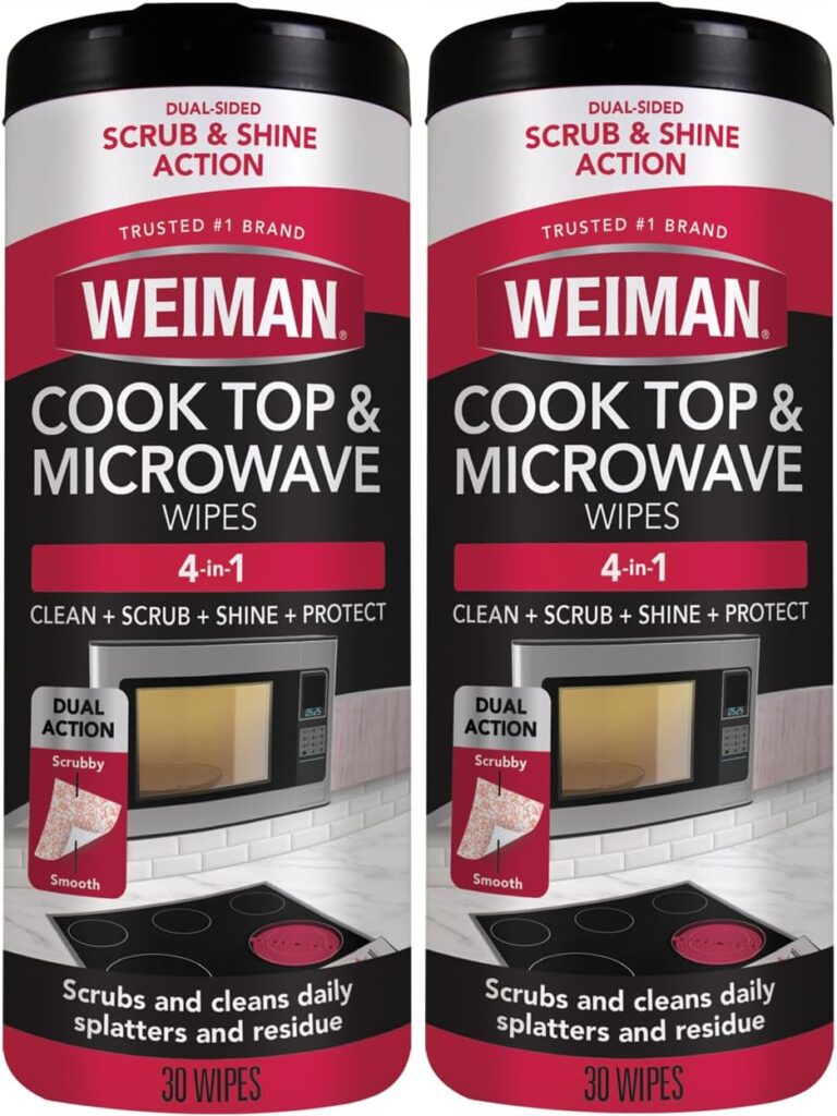 Weiman Glass Cooktop and Microwave Wipes – 2 Pack – Cleaner for Daily Use Professional Home Kitchen Cooktop Cleaner and Polish Use on Induction Ceramic Gas Portable Electric – 60 Wipes Total
