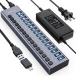 Powered USB 3.0 Hub, ACASIS 16 Ports USB 3.0 Hub with 5Gbps Data Speed，Aluminum Housing, USB Hub Powered with 90W Power Adapter, USB Hub for PC/Laptop, Computer, Flash Drive, Printer, Camera