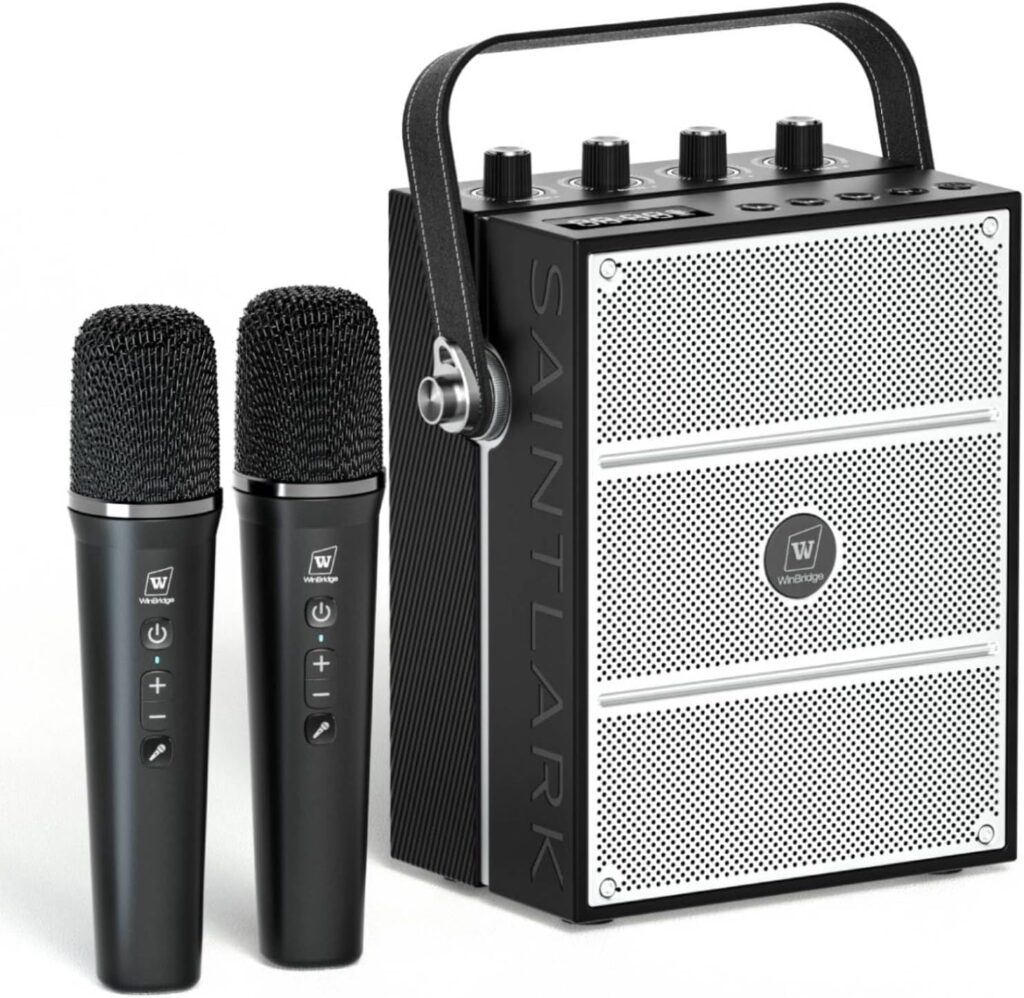 100W Powerful Voice Amplifier with 2 Wireless Microphones, Big Pro Sound Portable Speaker with Microphone, Bluetooth Speaker PA System Karaoke Machine Support BT/USB/TF Card/Aux/Guitar S99
