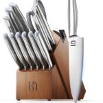 Kitchen Knife Set 14 Piece Premium Japanese High Carbon Stainless Steel Knife Block Sets with Built-in Sharpener, Razor Sharp Knives Set for Kitchen, Quality Acacia Wood Block Knife Set