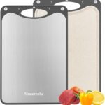 Titanium Cutting Board 15×10 Inch, Single Board Double Sided Chopping Board for Kitchen, Hygienic and Food Grade Pure Titanium & Wheat Straw Surface, Easy to Clean