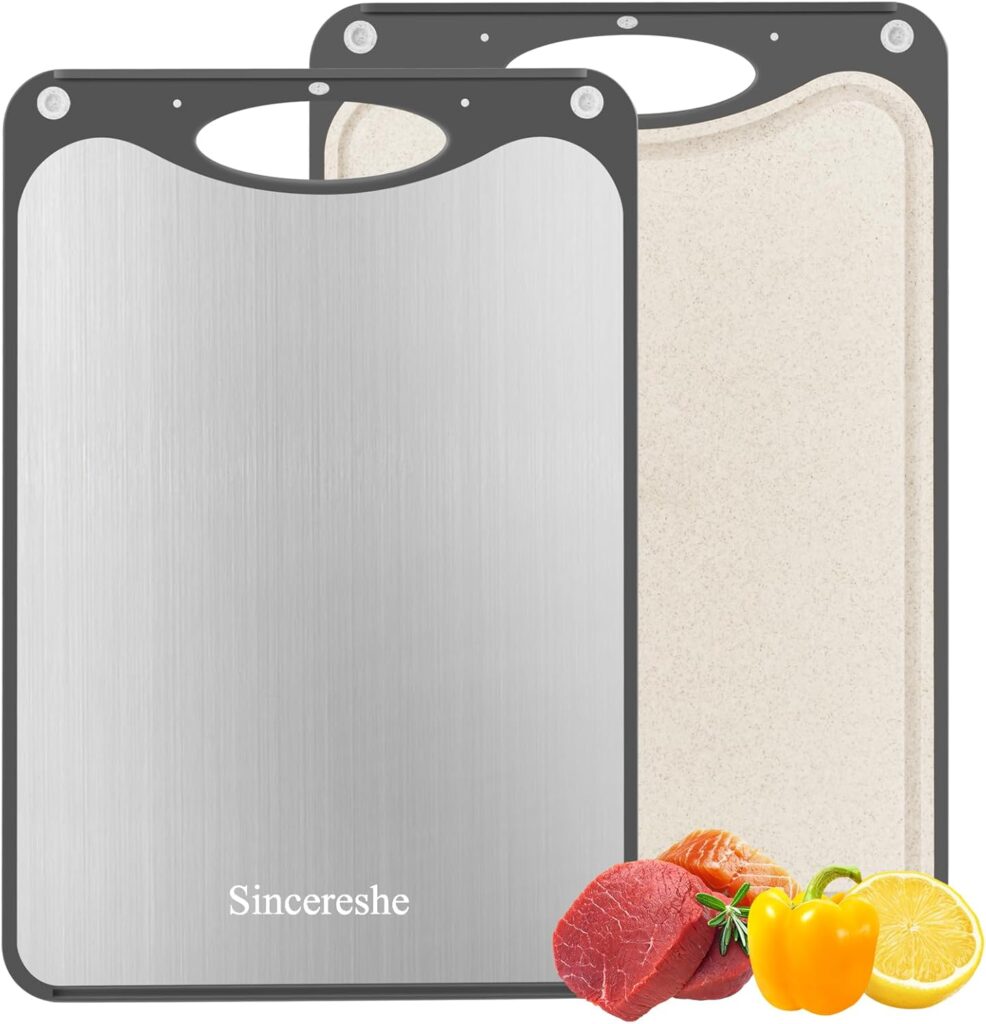 Titanium Cutting Board 15×10 Inch, Single Board Double Sided Chopping Board for Kitchen, Hygienic and Food Grade Pure Titanium & Wheat Straw Surface, Easy to Clean