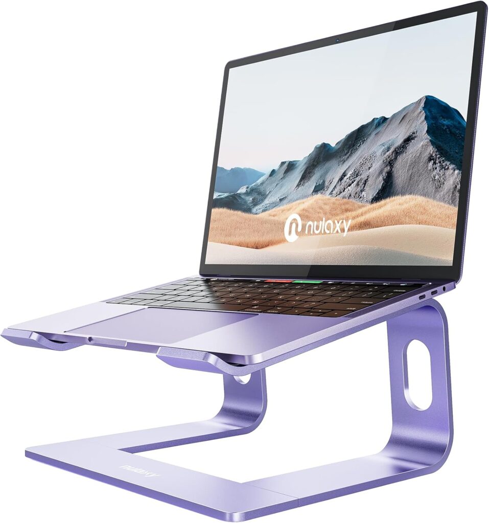 Nulaxy Ergonomic Aluminum Laptop Stand – Detachable Riser for 10-15.6′ Laptops (Purple)