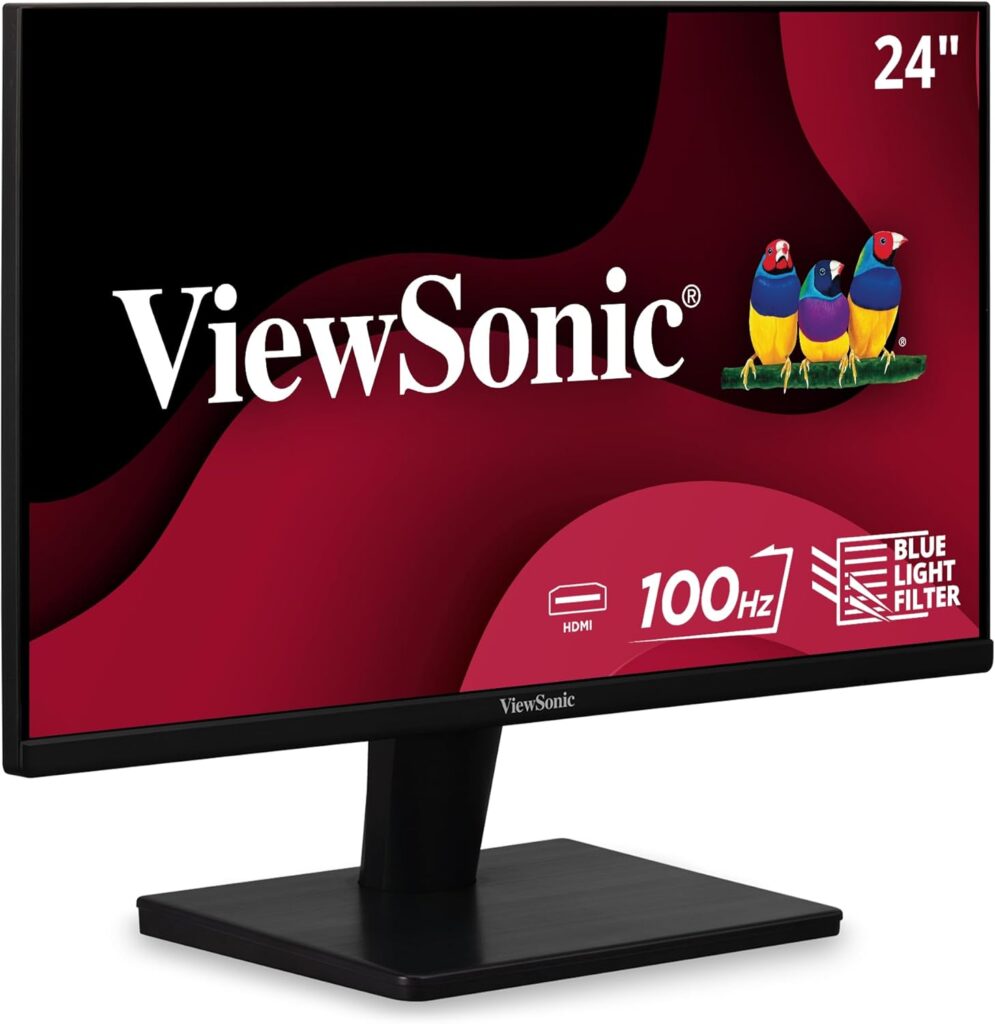 ViewSonic VS2447M 24 Inch 1080p Monitor with 100Hz, FreeSync, Thin Bezels, Eye Care, HDMI, VGA Inputs for Home and Office