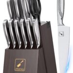 imarku® Knife Set, 15-Pieces HC Stainless Steel Kitchen Knife Set With Built in Knife Sharpener, Razor-Sharp Blade Knife Block Set With Non-Slip Handle, Dishwasher Safe, Best Birthday Gifts