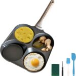 4-in-1 Titanium Divided Skillet – Non-Stick PFOA-Free, 1.42” Deep, Fast & Even Heating, 130° Angle Easy Flip, Energy Efficient & All Cooktops Compatible for Eggs, Pancakes, Bacon & Sausages
